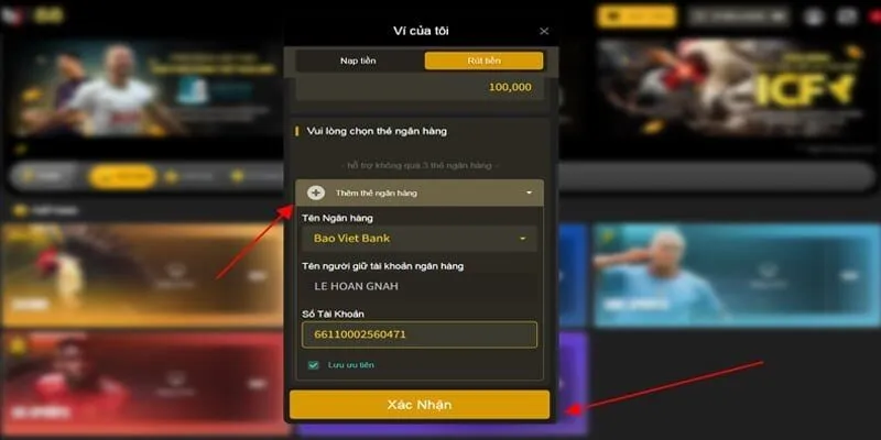 Biểu mẫu rút tiền BJ88